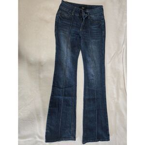 Rise Supply Co Women’s Size 00 Indigo Wash Flare Jeans Stretch Denim Y2K Style